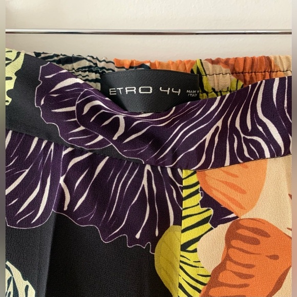 ETRO Silk Floral Wide-Leg Pants Made in Italy - Picture 4 of 9